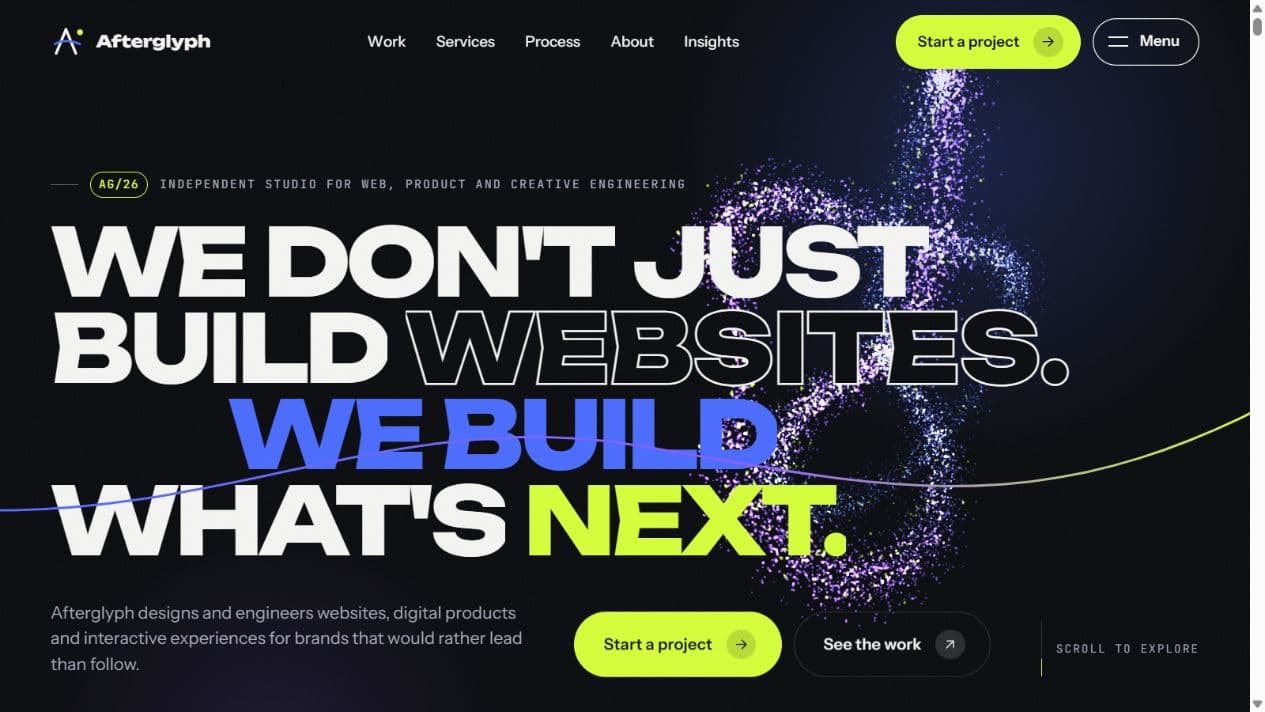 Afterglyph custom WordPress theme on the public demo site